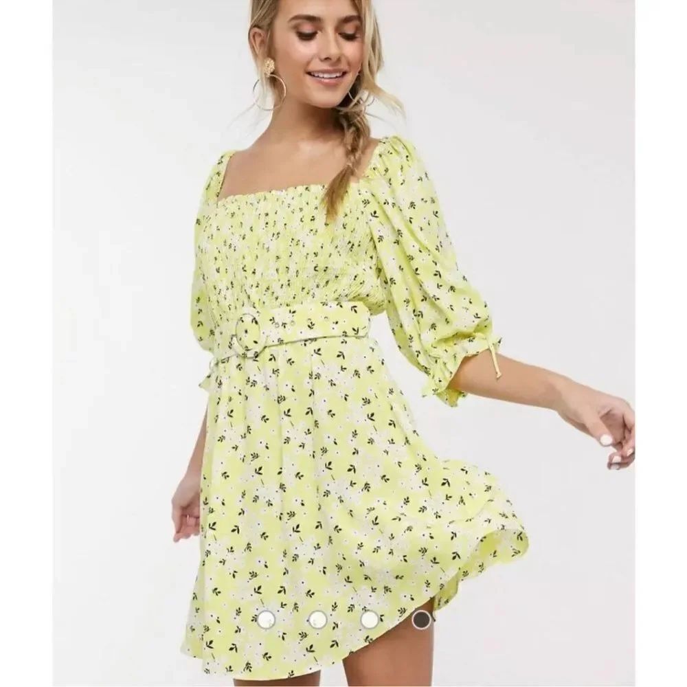 For Love & Lemons Chrysanthemum yellow mini dress